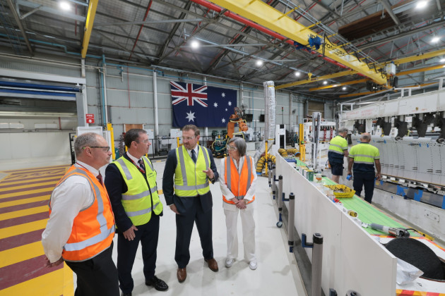 At Boeing Aerostructures Australia's facility for the official launch of the AMCRC are (l-r): Simon Marriott, Managing Director, AMCRC; Nicholas Mule, Director of AM, Boeing; Colin Brooks, Victorian Minister for Industry and Advanced Manufacturing; Susan Jeanes, Chair, AMCRC.
Credit: AMCRC