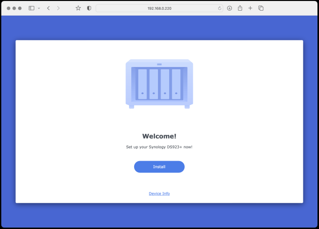 7) The welcome and install page