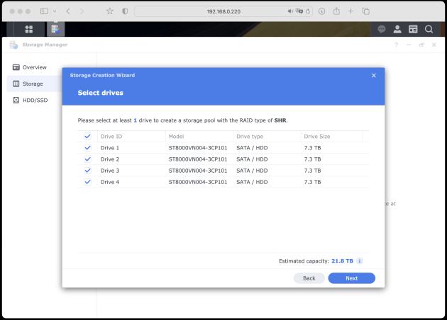 22) Select your drives