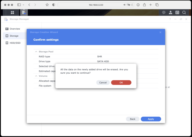 28) Press OK to 'erase' drive.