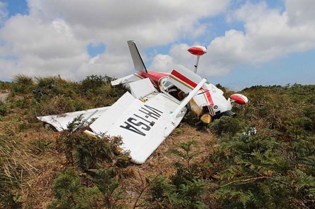 The accident site of VH-TSA near Tomahawk in Tasmania. (ATSB)