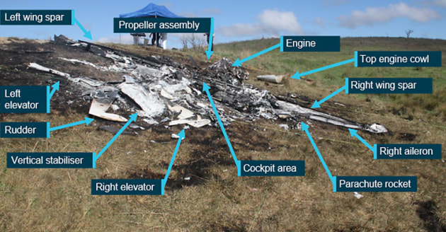 The crash site of VH-MSF near Gundaroo. (ATSB)