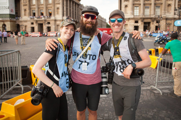 Beardy with fellow cycling photographers at the 2016 Tour de France. Image: Beardy McBeard / Facebook.