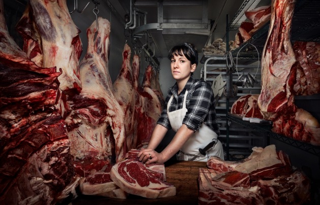 © Chris Crisman. Heather Marold Thomason, Butcher and Owner of Primal Supply Meats, Philadelphia, on 29 February 2016.