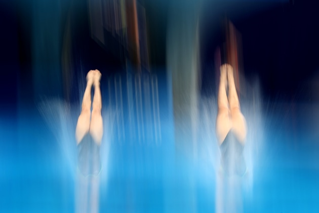 TOKYO, JAPAN - JULY 25: Haruka Enomoto and Hazuki Miyamoto of Team Japan compete during Women's 3m Springboard Finals on day two of the Tokyo 2020 Olympic Games at Tokyo Aquatics Centre on July 25, 2021 in Tokyo, Japan. (Photo by Al Bello/Getty Images)