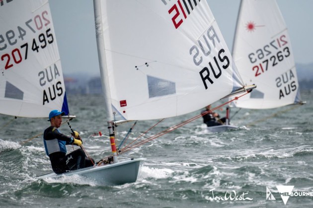 Daniil Krutskikh of Russia has dominated the men&rsquo;s Laser Radial World Championship. Photo Jon West Photography.