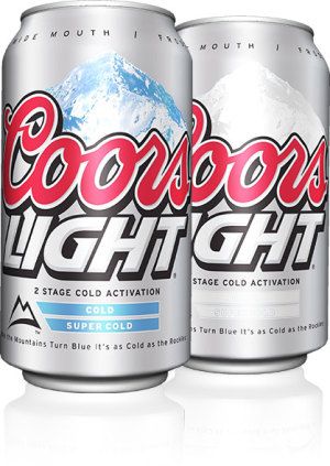 CTI's Coors Light product uses cold-activated inks to enhance its message of 'Beer as cold as the Rockies'.