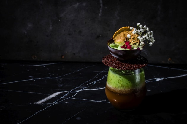 Both the food and drinks at Alibi, including this Enchanted Forest, are made from plant-based ingredients.