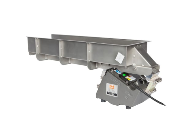 Eriez vibratory feeders are commonly used to meter nuts into downstream processing equipment. Image: Eriez