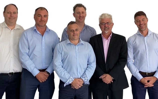 Jet and Esko teaming up: (l-r) Darryl Wilson, Jet; David Reece, Jet; Scott Thompson, Esko; Christopher Barrry, Esko; Scott Barry, Esko; and Jack Malki, Jet Technologies