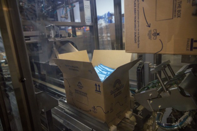 Fairfield's packs filled in cardboard cases.