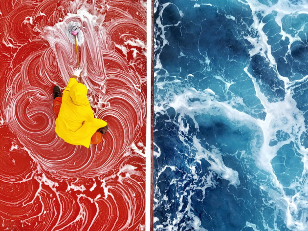 MOBILE – FIRST PLACE 2018 – Zay Yar Lin - Life in Colour.
“A seafarer cleaning a ship red deck while a ship was sailing in the ocean. This was an aerial view of the ship red deck and whirling Blue Ocean as well as the life of a seafarer.”