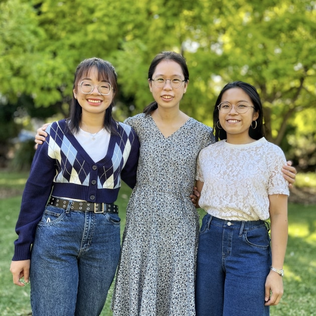 Undergraduate research at the University of Adelaide is proving invaluable to the Fight Food Waste Cooperative Research Centre’s research into consumer perceptions, program leader Dr Dianne McGrath says. Left to right: Thai Phuong Anh (Alicia) Nguyen (Vietnam), Xuan Li (China) and Jia En Sit (Malaysia). (Image Source: FFW CRC)