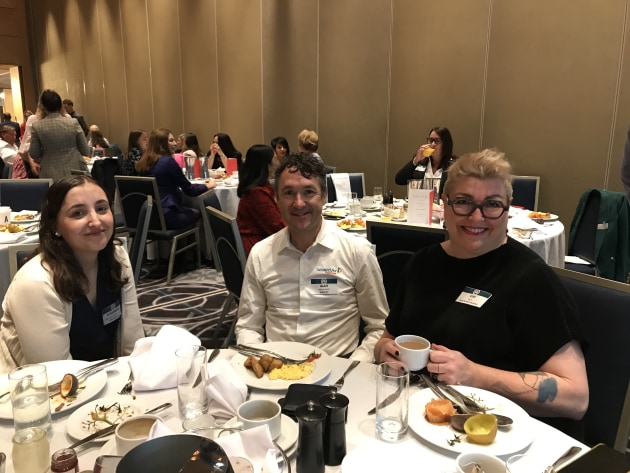 Women in Packaging 2019: Alexandra Brayshaw, Arthritis Australia; Alan Adams, Sealed Air; Kim Berry, editor, Food & Drink Business.