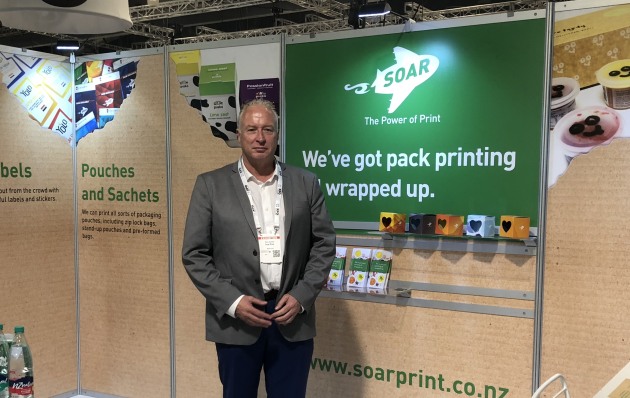 Soar Print&rsquo;s Paul Jacomb (stand 2123) said the NZ printing company was launching its new flexible pouch printing offering at Foodtech Packtech.
The third generation family business has diversified over the years, with pouch printing flexible pouches its latest foray, and Jacomb says the company can print all sorts of pouches including zip lock bags, stand-up pouches and pre-formed bags

&ldquo;We are getting lots of enquiries from new ventures and boutique foodies, and we are feeling our way, so we can respond to what the market wants," he says.

"Our optimum run is 10,000 but we can go down to low numbers.&rdquo;