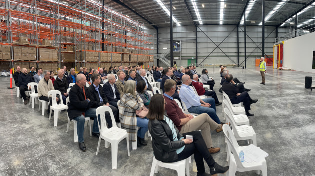 John Bigley, Zipform MD, addresses guests at the official opening of the new Dandenong South facility.