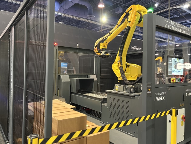 The new Foodmach Instant Palletiser i50 is a compact, moveable robotic palletiser that combines a 50 kg payload with up to 15 cycles per minute and a no-code operator interface. Production can commence within 30 minutes of delivery, with high speed, multi-pick capability of up to 12 packs and a choice of custom gripper heads for cases, packs or trays.
Source: Foodmach