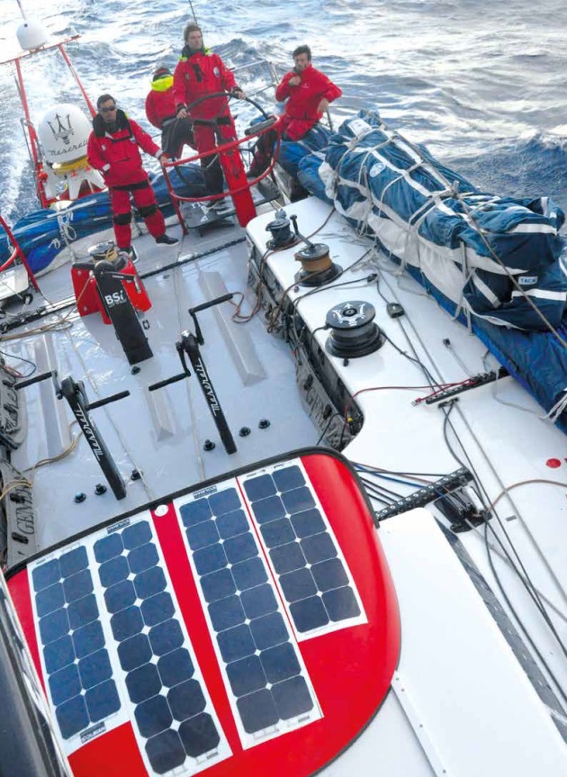 Maserati VOR70 racing yacht fitted with Solbian solar panels.