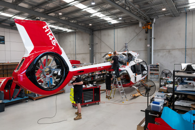 Microflite H145 being assembled in the hangar (Credit - Microflite Aviation)
