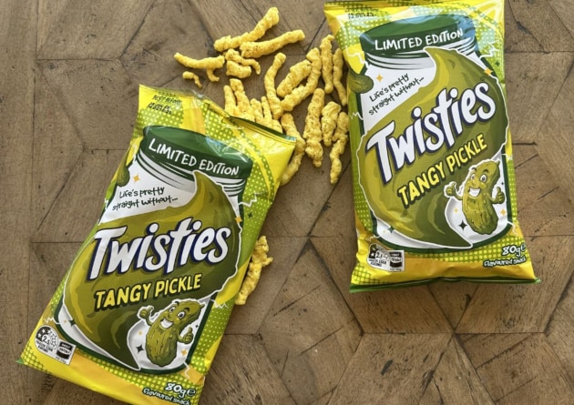 PepsiCo snack brand, Twisties, has returned to Australian shelves with a new limited-edition flavour &ndash; Twisties Tangy Pickle.
Source: PepsiCo