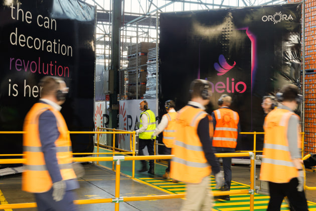 Media and government representatives were treated to a tour of the can-making facility and new Helio line.