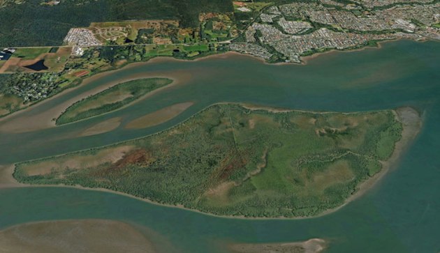 Pannikin Island in QLD, where VH-8BW crashed. (Google Earth image)