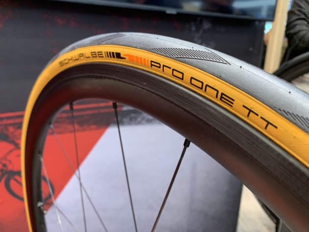 Schwalbe's new ultra-light weight tubeless TT tyre was well received by the many people who attended the German manufacturer's display.