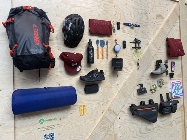 Gravel essentials on display at the Adidas stand.