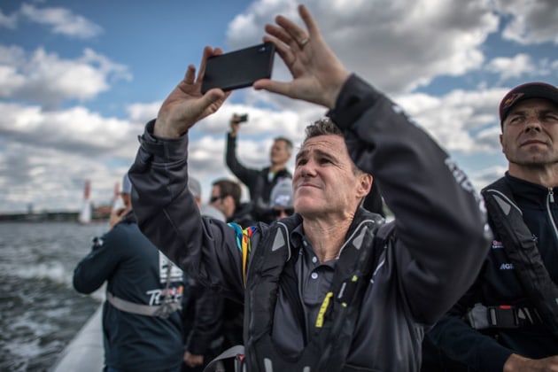 A relaxed Matt Hall takes happy snaps as the pilots check out the course at Kazan. (Red Bull Content Pool)