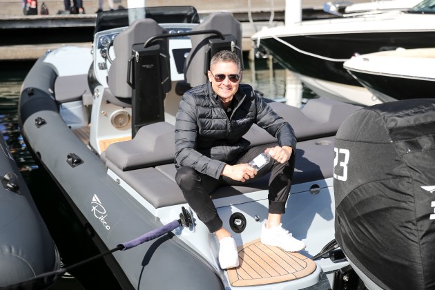 Michael Clarke at SIBS 2018, the proud owner of a new Ribco 28ST.