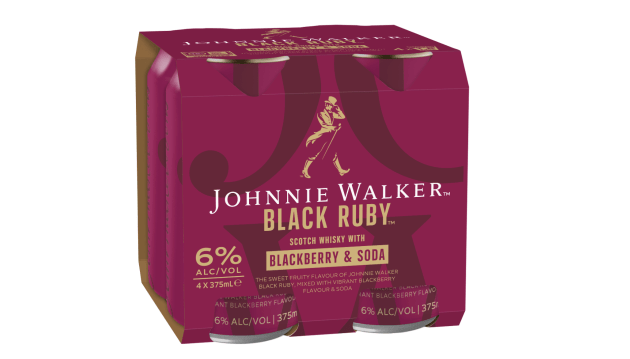 Building on the launch of Johnnie Walker Black Ruby, Diageo has released a ready-to-drink (RTD), Johnnie Walker Black Ruby Blackberry & Soda. (Image: Diageo)