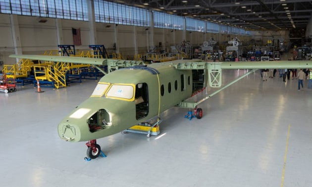 The first SkyCourier prototype during manufacture in Kansas. (Textron Aviation)