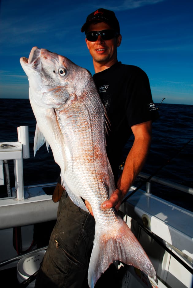 Matt Beckman caught this ripper 10kg red just before sunset. Low light periods definitely coincide with snapper feeding activity.