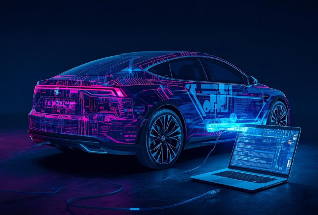 EV plugged into laptop