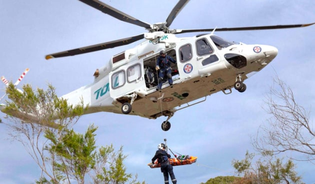 A Toll Ambulance Rescue Helicopter Service AW139 on a mission. (Toll Group)