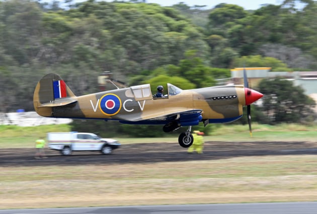 A P-40 in Bobby Gibbes 3 Squadron markings joins the fun. Image: Steve Hitchen