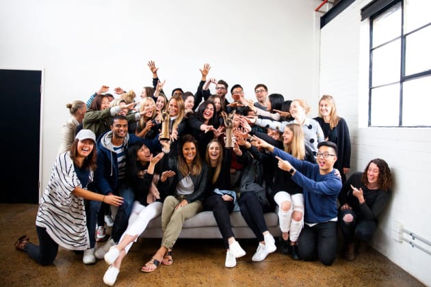 The Thankyou team with the award.