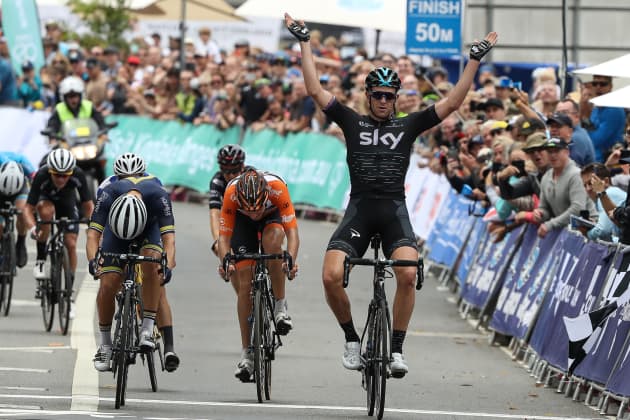 Team Sky's Ian Stannard wins the 4th and final stage of the 2017 SunTour. Image: Con Chronis.