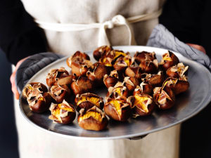 Chestnut harvest blossoms on shelf