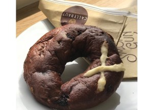 Choc Cross Bagels piping hot this Easter