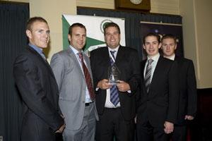 AIDN Young Achiever Award winner Byron Walpole with the other finalists at the ADM2011 Congress awards dinner.