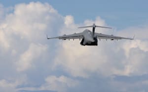A No. 36 Squadron C-17 takes off. [Photo:Defence]