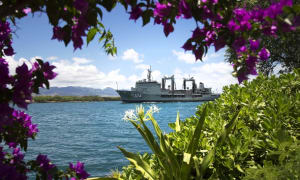 Royal Australian Navy Durance-class Auxiliary Oiler Replenishment ship HMAS Success (OR 304) leaves Pearl Harbor for the sea phase of Exercise Rim of the Pacific (RIMPAC) 2014. [Photo:Defence]