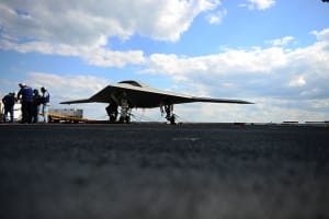 Northrop Grumman's X-47B unmanned air combat system demonstrator could form the basis of a design for the USN's CBARS. Credit: USN by Mass Communication Specialist 3rd Class Kevin J. Steinberg