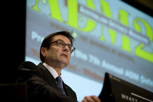 Minister for Defence Personnel Materiel and Science Greg Combet speaking at ADM 2010.