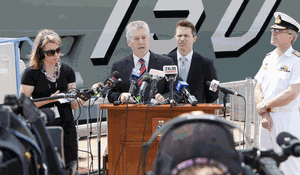 Minister for Defence, Stephen Smith along with Defence Materiel Minister, Jason Clare address the media at Garden Island where an announcement was made regarding the ANZAC Class Anti-Ship Missile Defence (ASMD) Upgrade project.