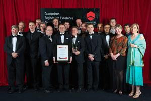 The Smart Skies project team after receiving their Queensland Engineering Excellence Award.