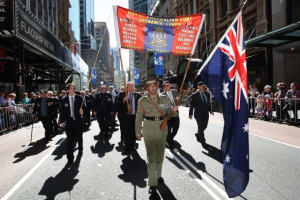 Royal Australian Army Ordnance Corps veterans proudly march through the streets of Sydney on ANZAC Day. Credit: Defence