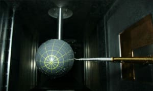 Probing the boundary layer of a 3-1 prolate spheroid in the cavitation tunnel using a 3D automatic traverse and fast response pressure probe. Credit: AMC