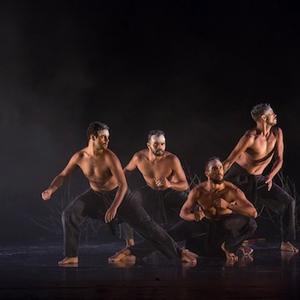 L-R: Beau Dean Riley Smith, Luke Currie Richardson, Waangenga Blanco, Leonard Mickelo performing in "Spirit".  Photo: Roger Stonehouse.